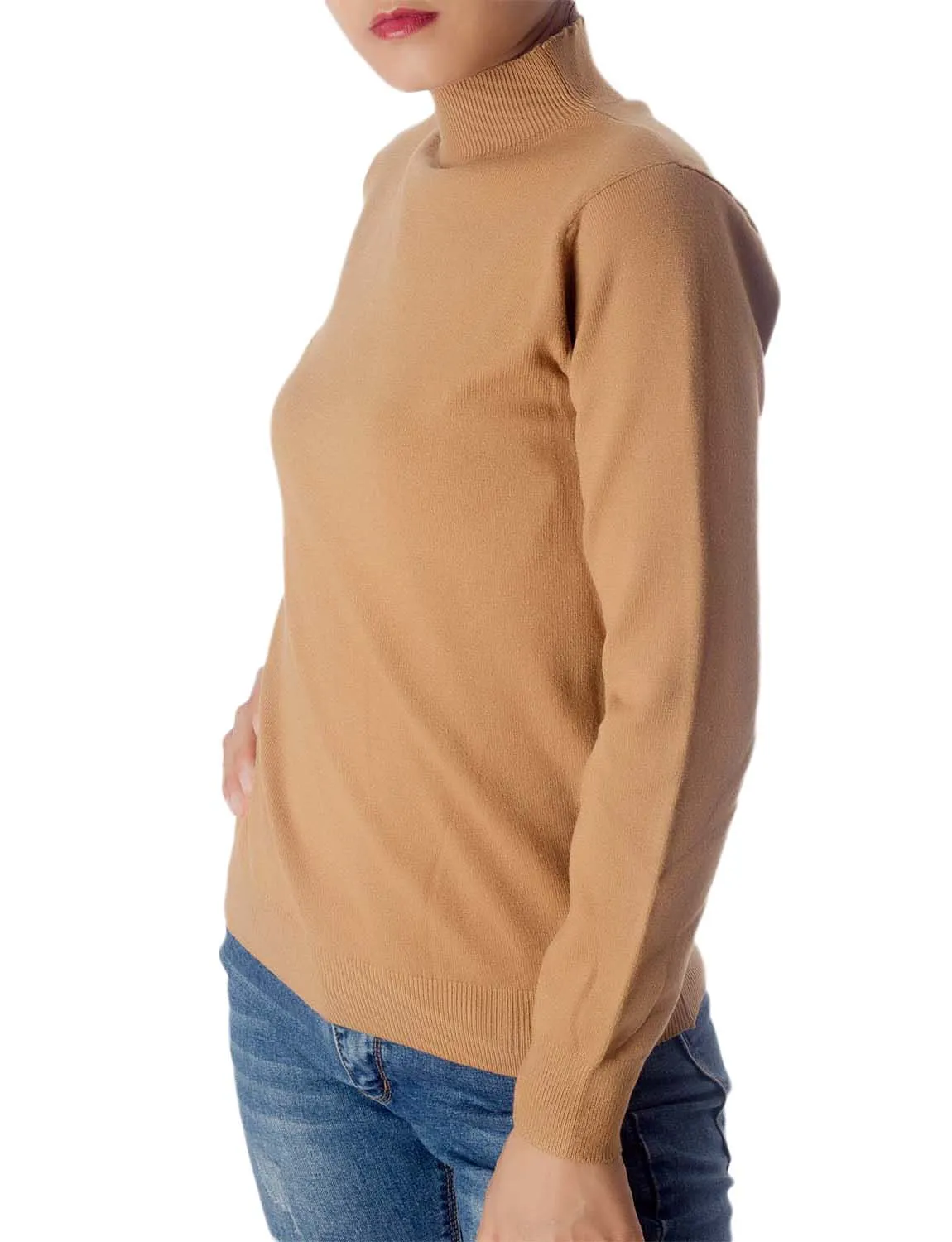 iB-iP Women's Turtleneck Jumpers Long Sleeve Knitwear Tops Pullover Sweater