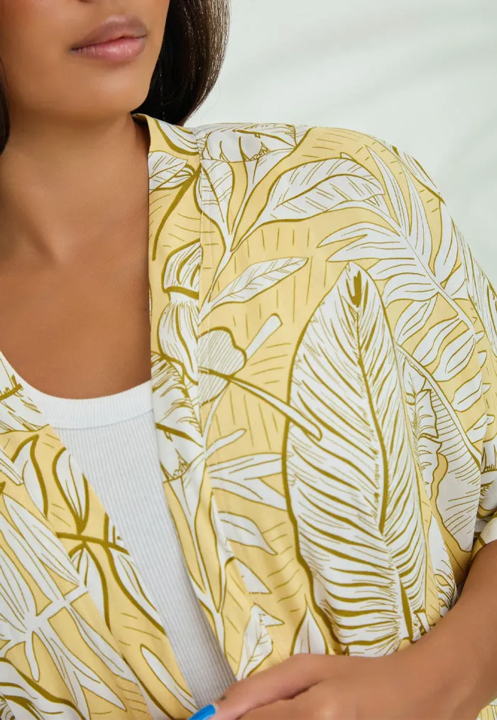 Indii Breeze Short Kimono - Yellow Palm