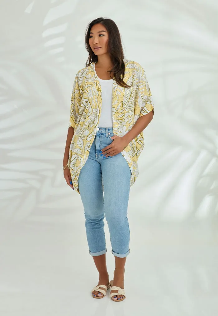 Indii Breeze Short Kimono - Yellow Palm