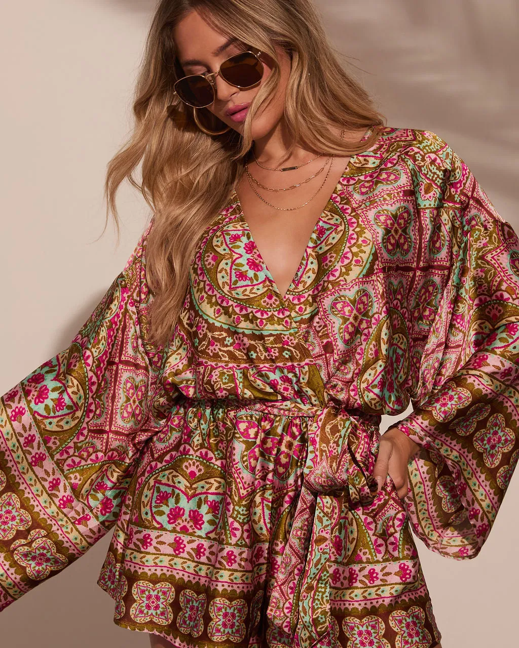 Jayden Printed Satin Romper