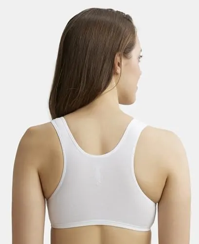 Jockey 1582 Women's Super Combed Cotton Elastane Stretch Slip On Crop Top with Stay Fresh Treatment_White_M