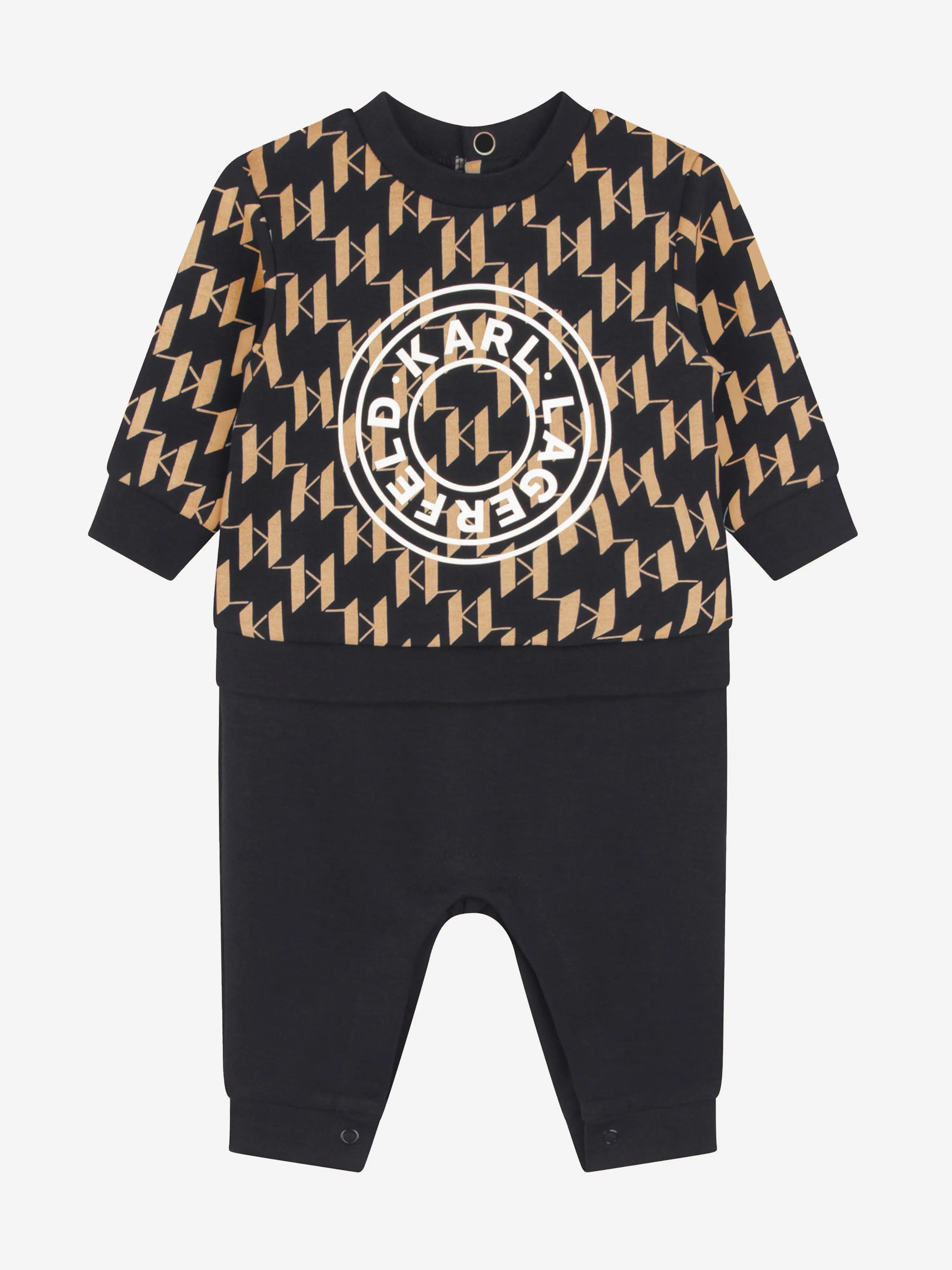 Karl Lagerfeld Baby Boys Logo Print Romper in Black