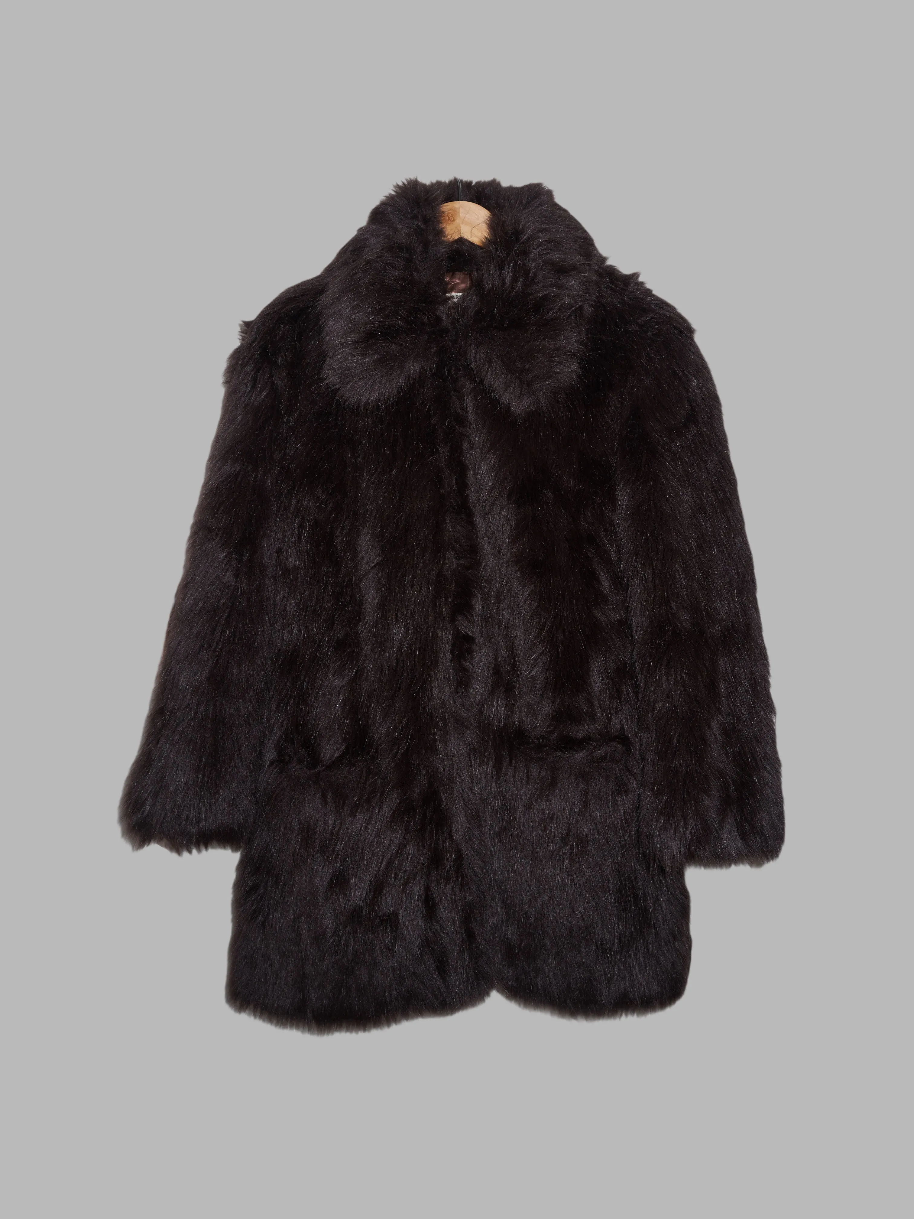 Katharine Hamnett 1990s dark brown acrylic faux fur coat - size M