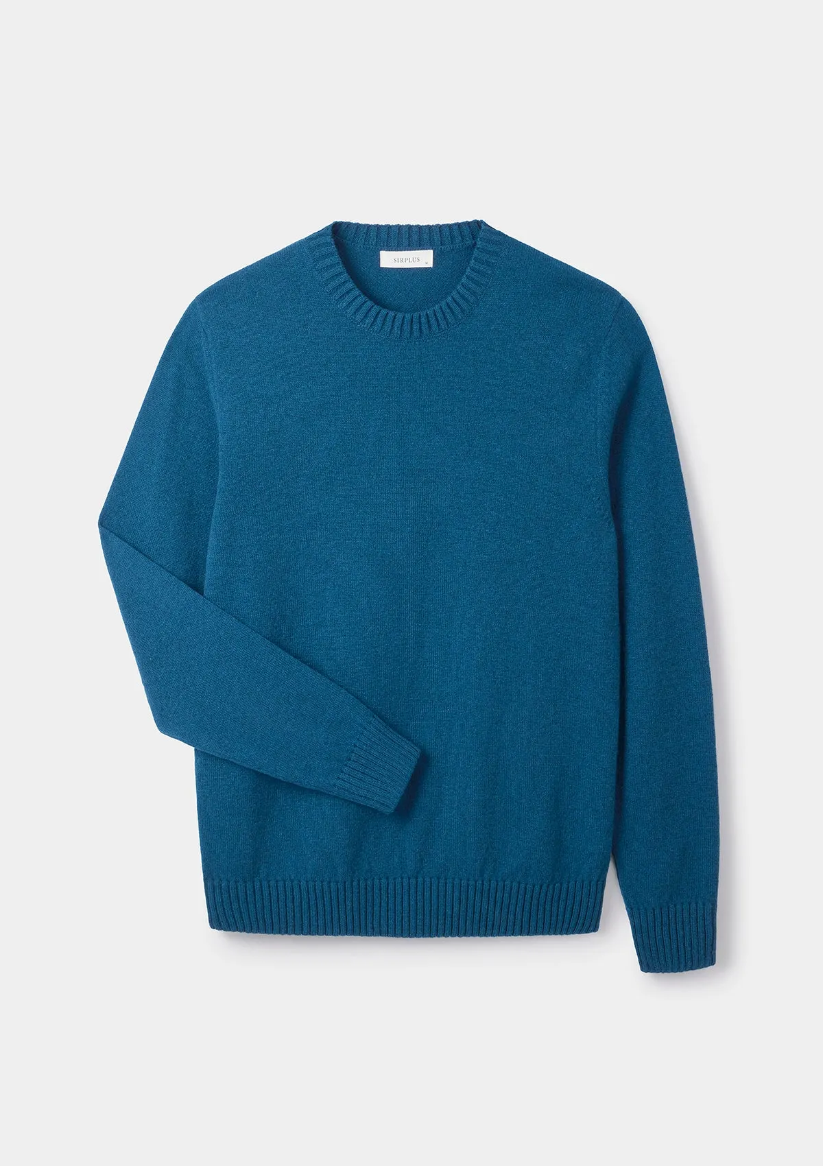 Kingfisher Blue Lambswool Crew Neck Jumper