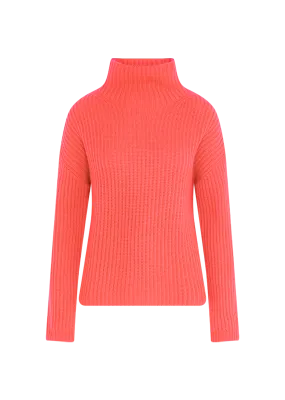 LONA Turtleneck Sweater in Bright Coral