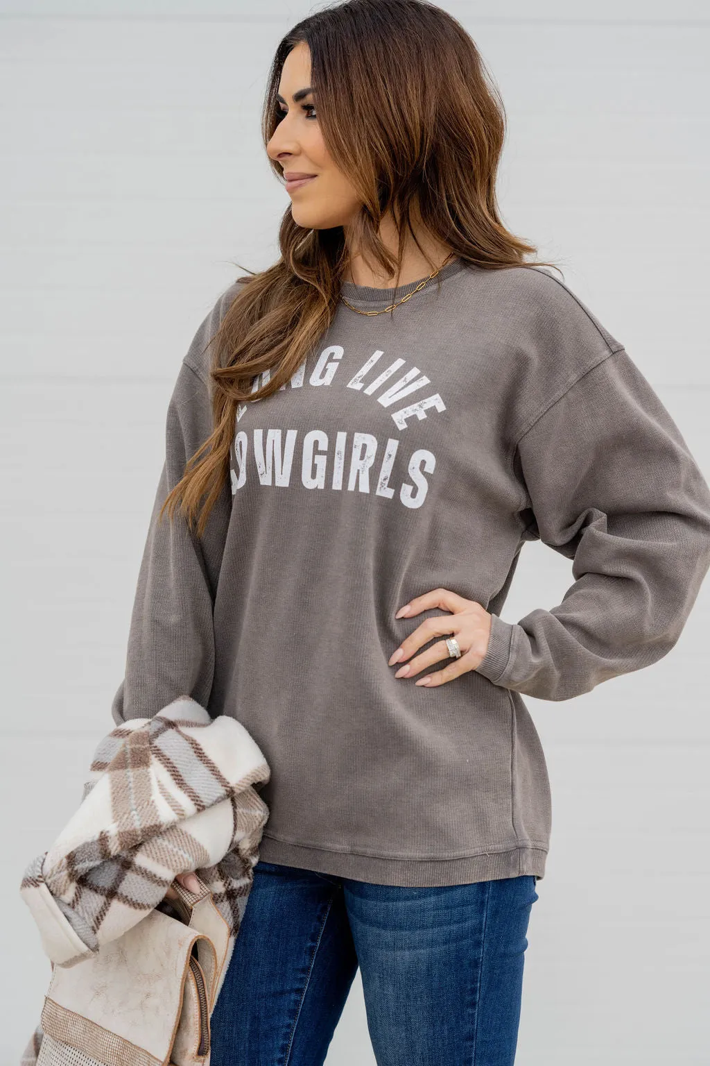 Long Live Cowgirls Waffled Graphic Crewneck