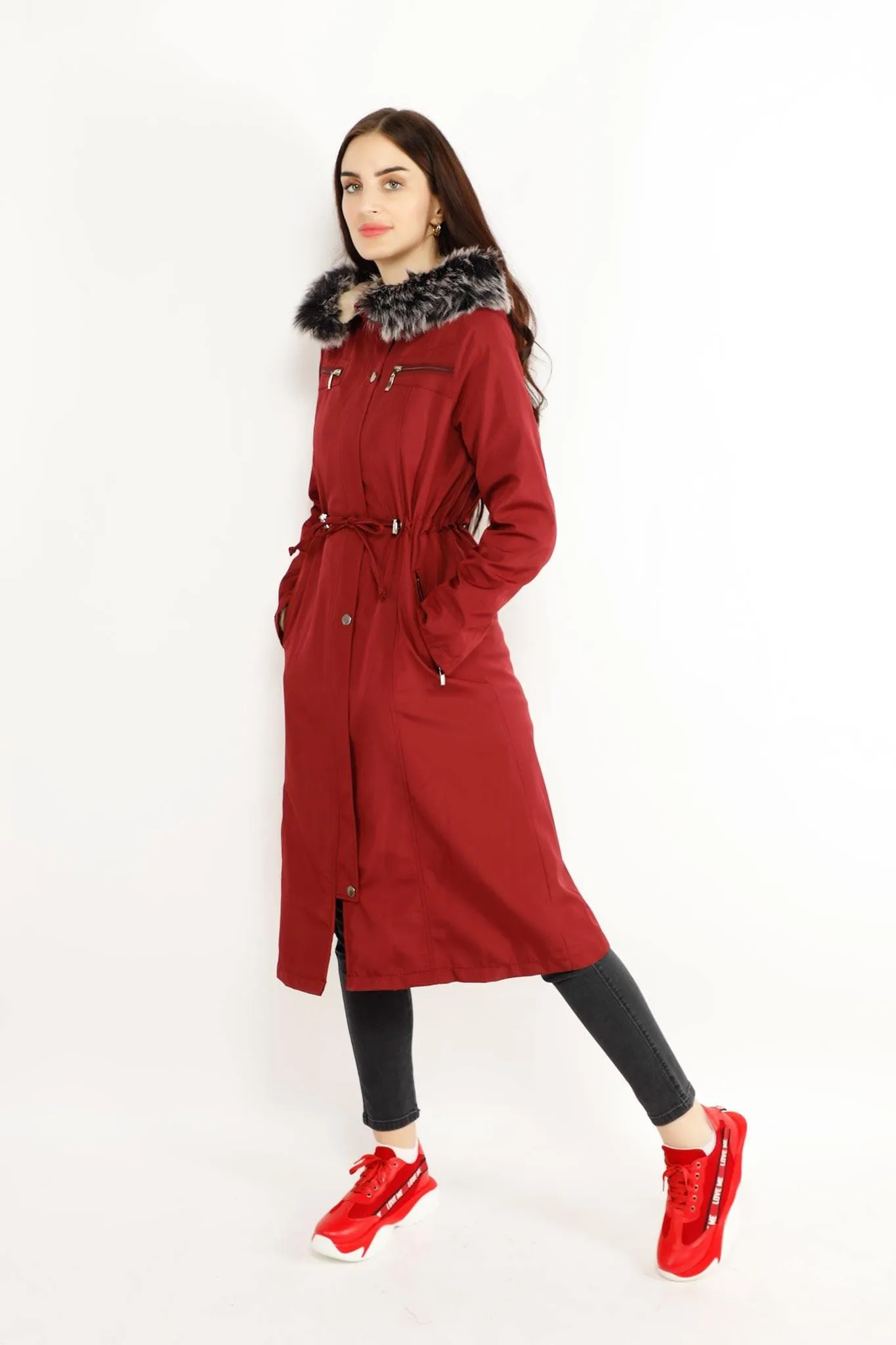 LONG TYPE JACKET WITH FUR HOODIES 5821MAD