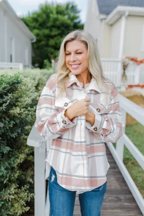 Mauve Plaid  Fall Flannel Shacket