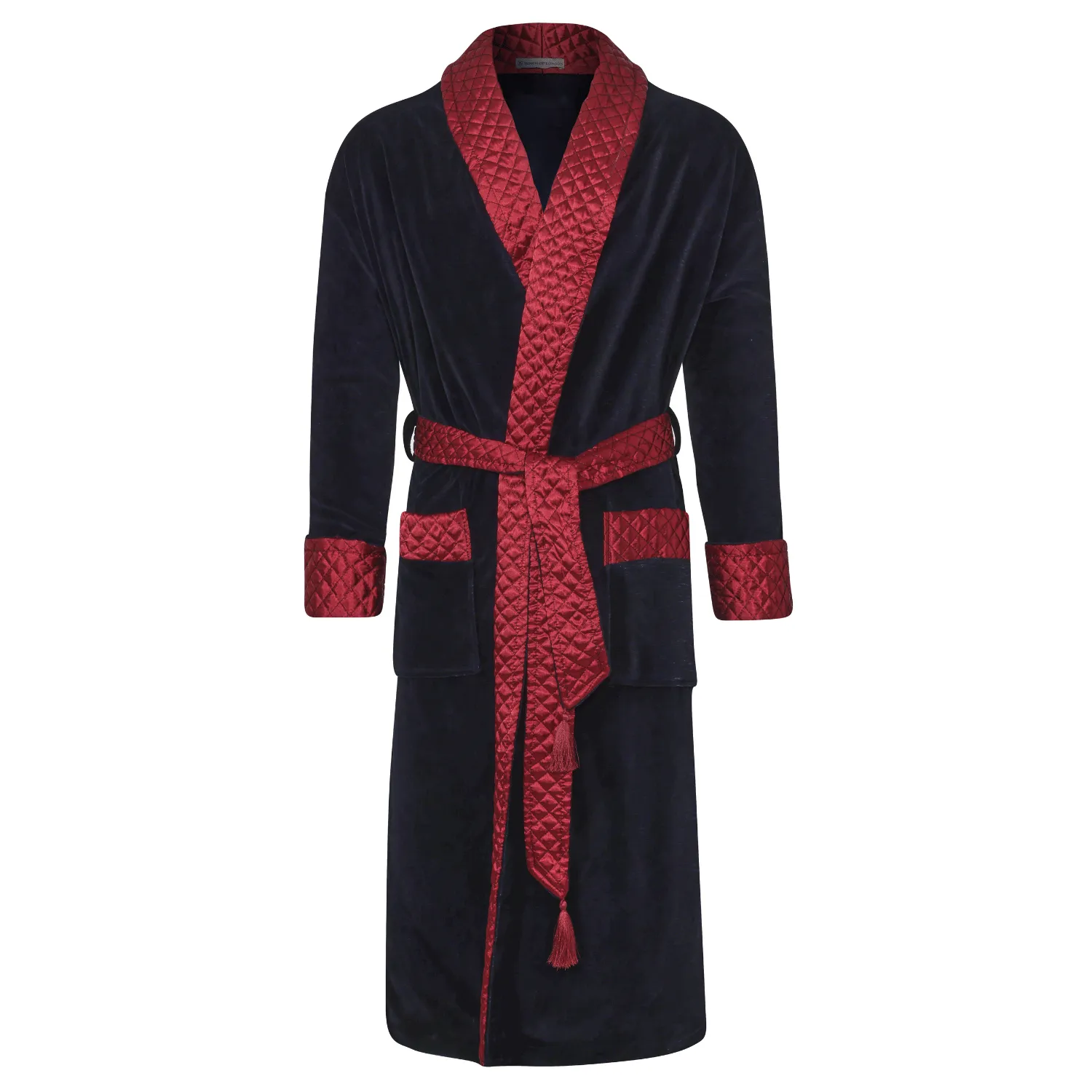 Mayfair Long Velvet Navy Smoking Jacket Robe