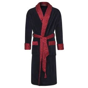 Mayfair Long Velvet Navy Smoking Jacket Robe