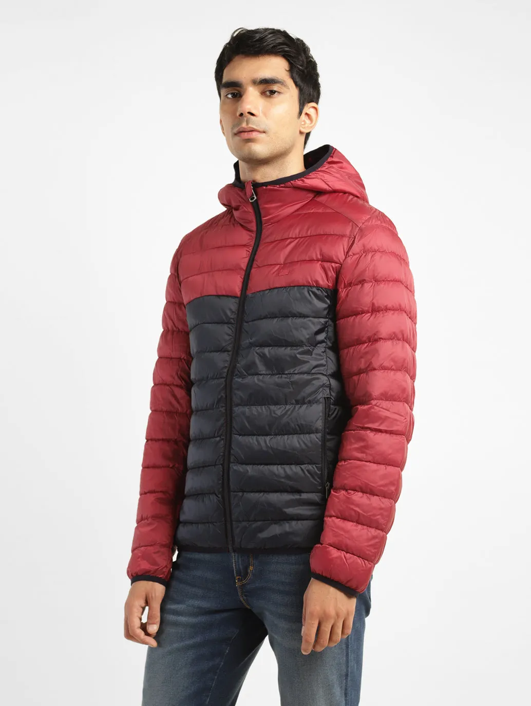 Men's Colorblock Red Quilted Jacket