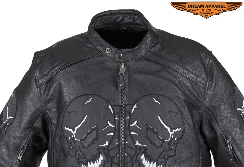 Men's Concealed Carry Jacket with Reflective Skulls