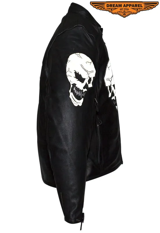 Men's Concealed Carry Jacket with Reflective Skulls