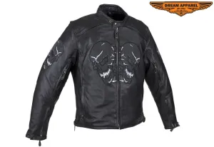 Men's Concealed Carry Jacket with Reflective Skulls