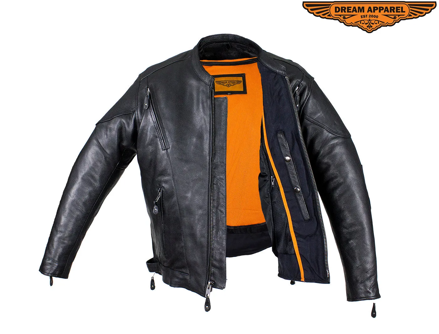 Mens Cowhide Racer Leather Jacket