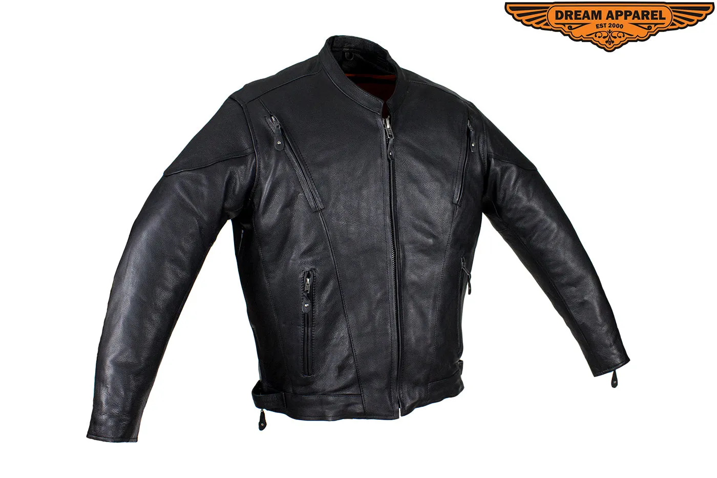 Mens Cowhide Racer Leather Jacket