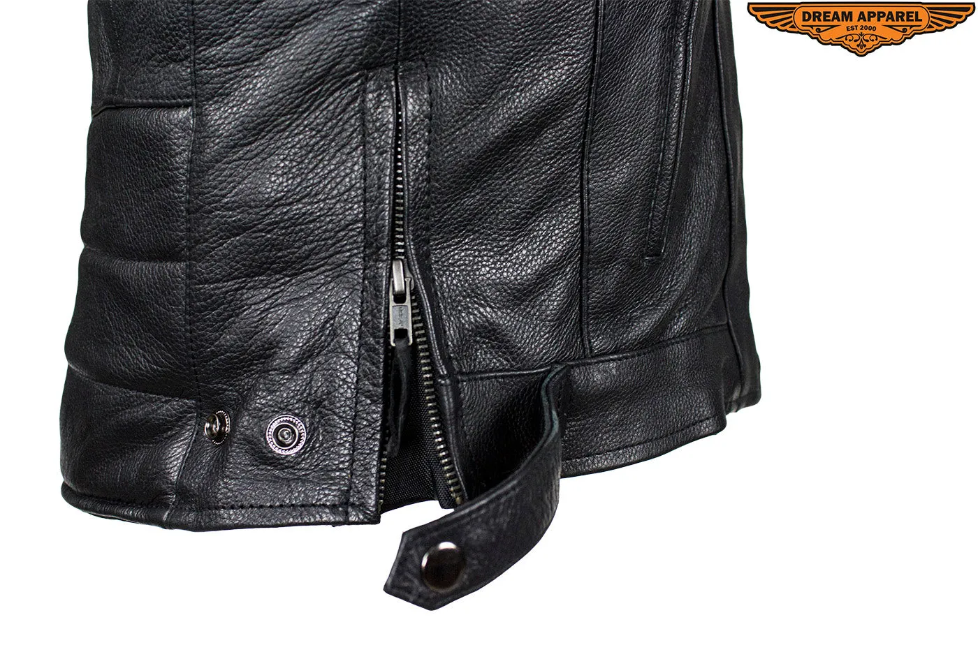 Mens Cowhide Racer Leather Jacket