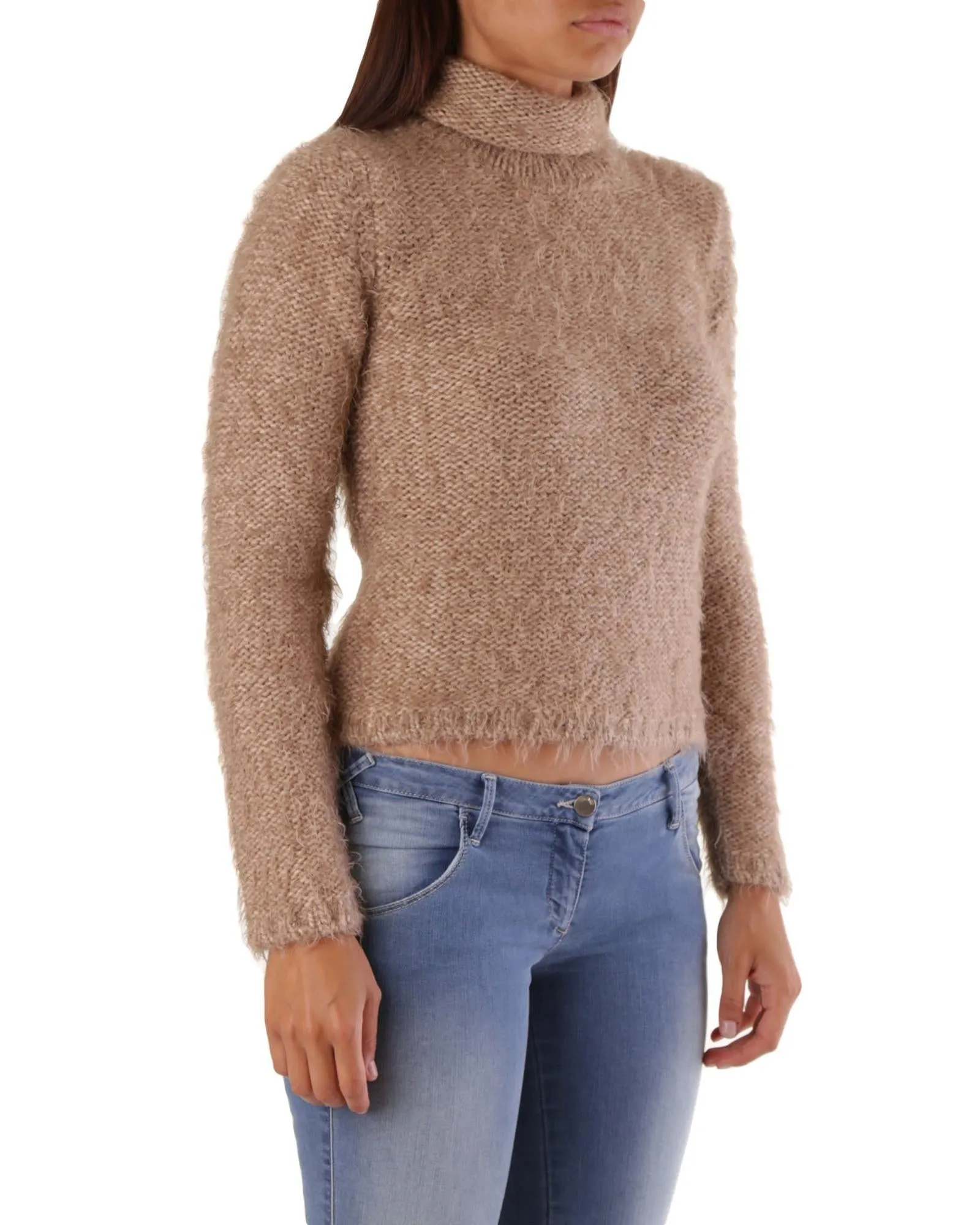 Met Mohair Knit Sweater for Women Beige