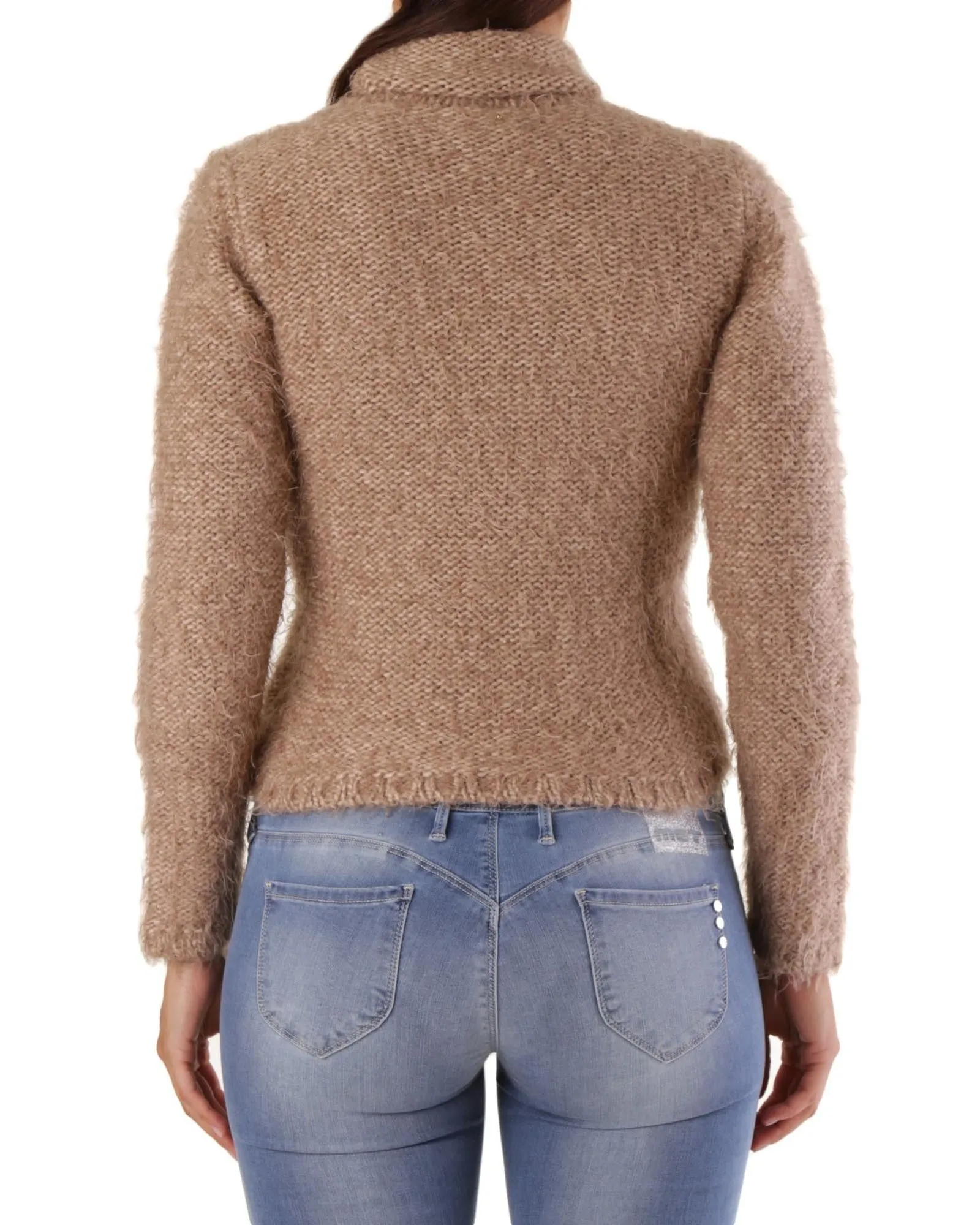 Met Mohair Knit Sweater for Women Beige