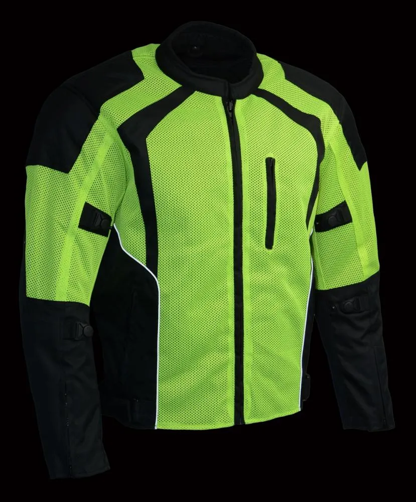 Milwaukee Leather MPM1793 Green High Vis Armored Mesh Motorcycle