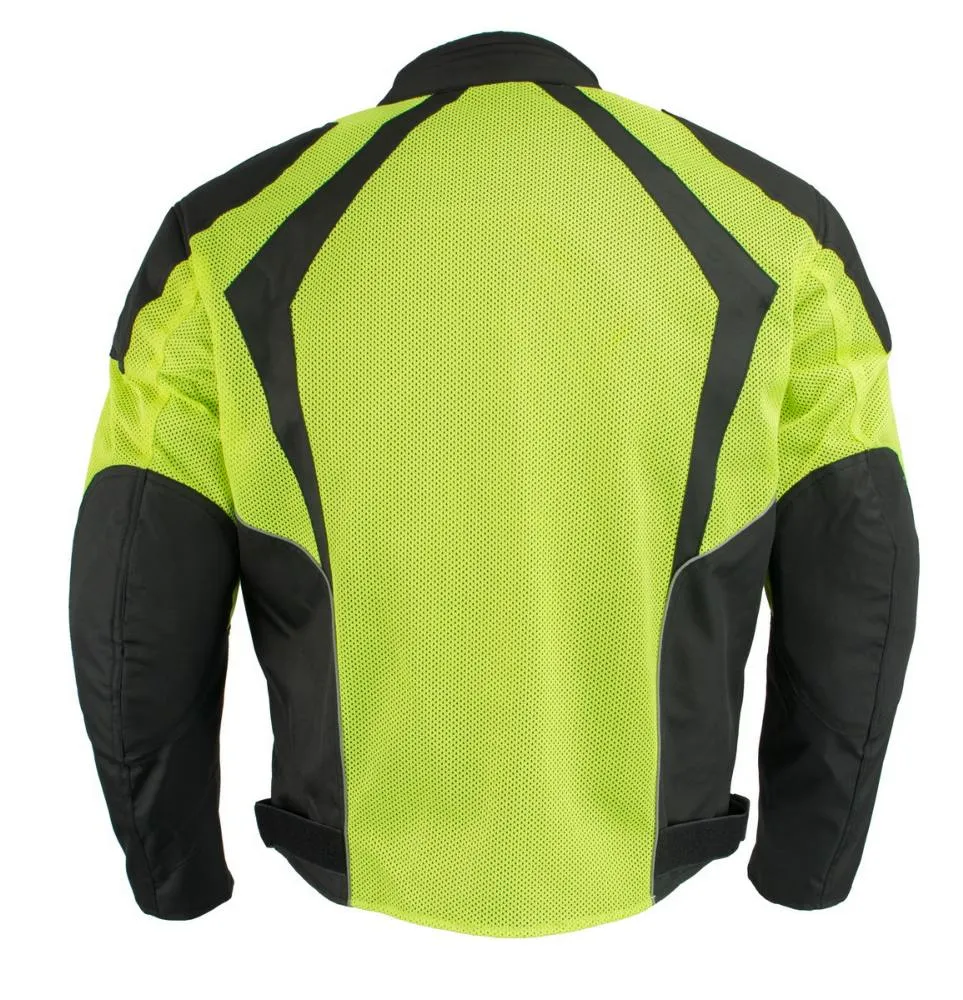 Milwaukee Leather MPM1793 Green High Vis Armored Mesh Motorcycle