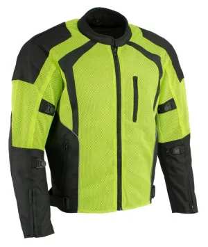 Milwaukee Leather MPM1793 Green High Vis Armored Mesh Motorcycle