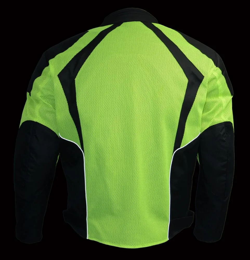 Milwaukee Leather MPM1793 Green High Vis Armored Mesh Motorcycle