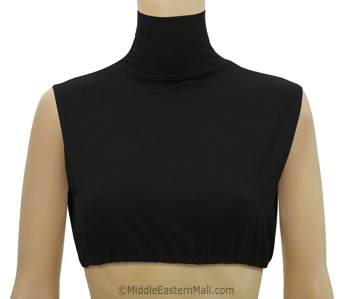 Mock Turtleneck Dickey Cotton Crop Top Black or White (wear underneath low cut garment for modesty)