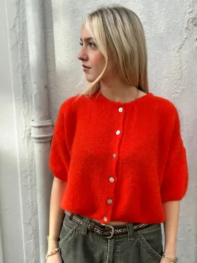 Mohair mix cardigan in Poppy red