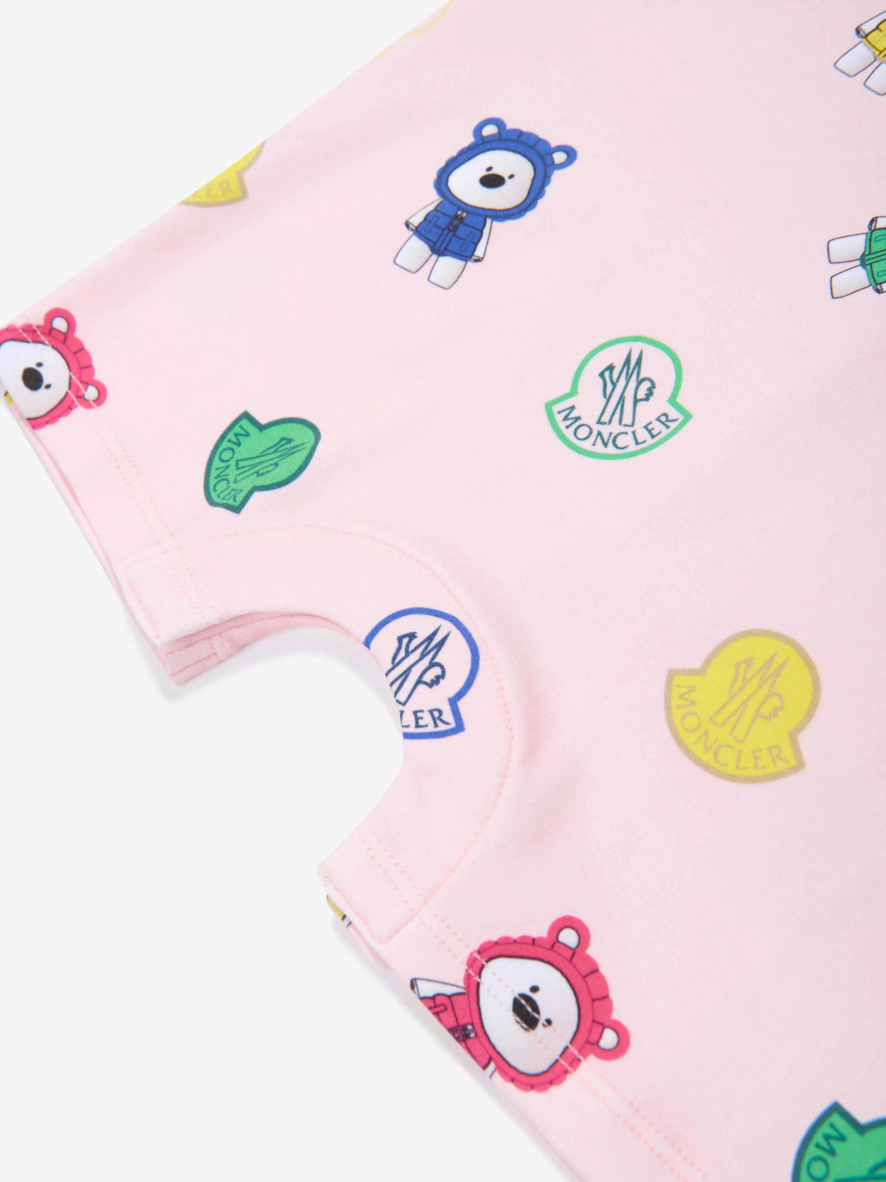 Moncler Enfant Baby Girls Bear Print Romper in Pink