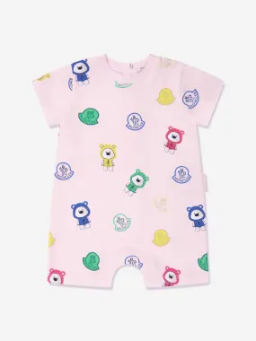 Moncler Enfant Baby Girls Bear Print Romper in Pink