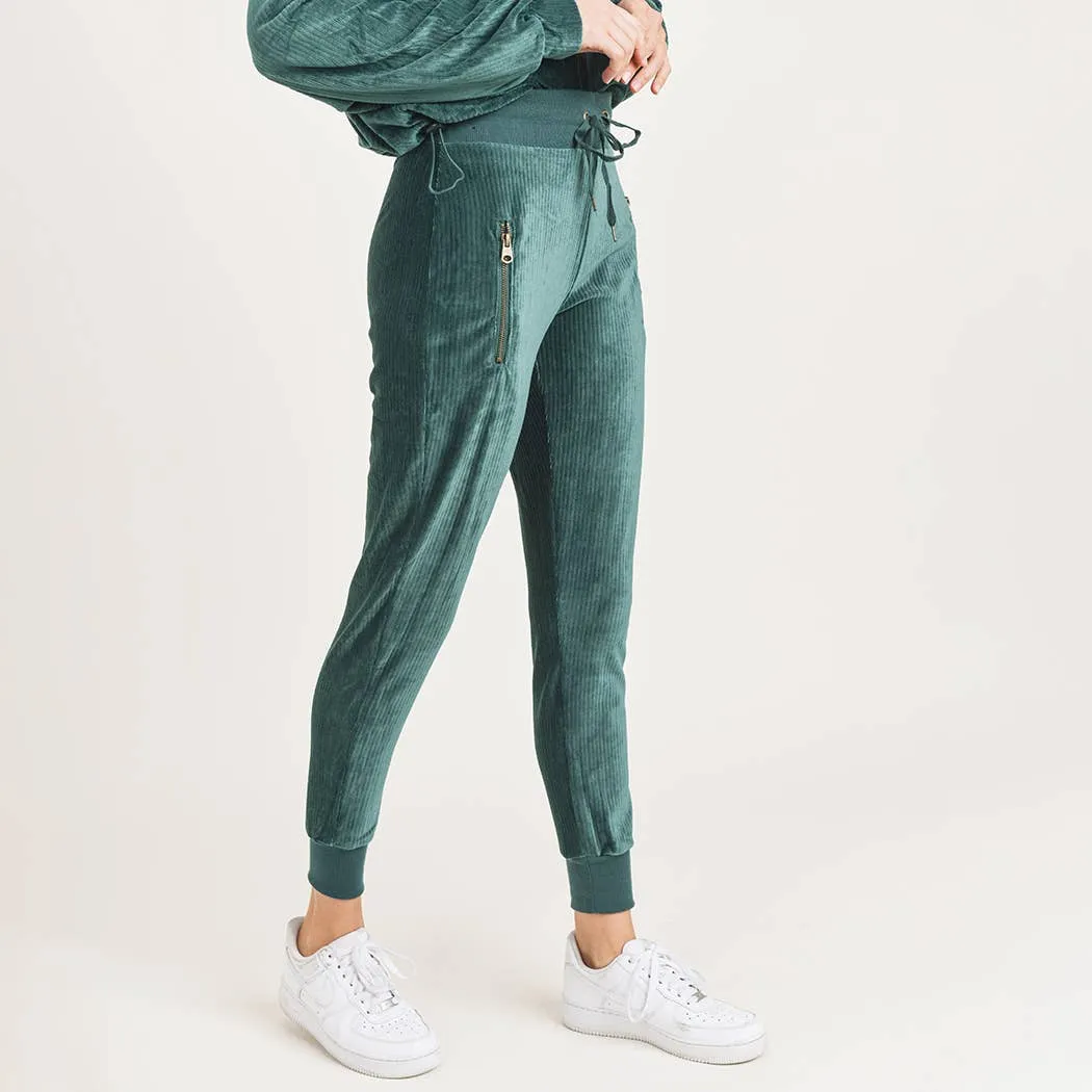 Mono B Ribbed Hoodie Zippered Track Suit Set