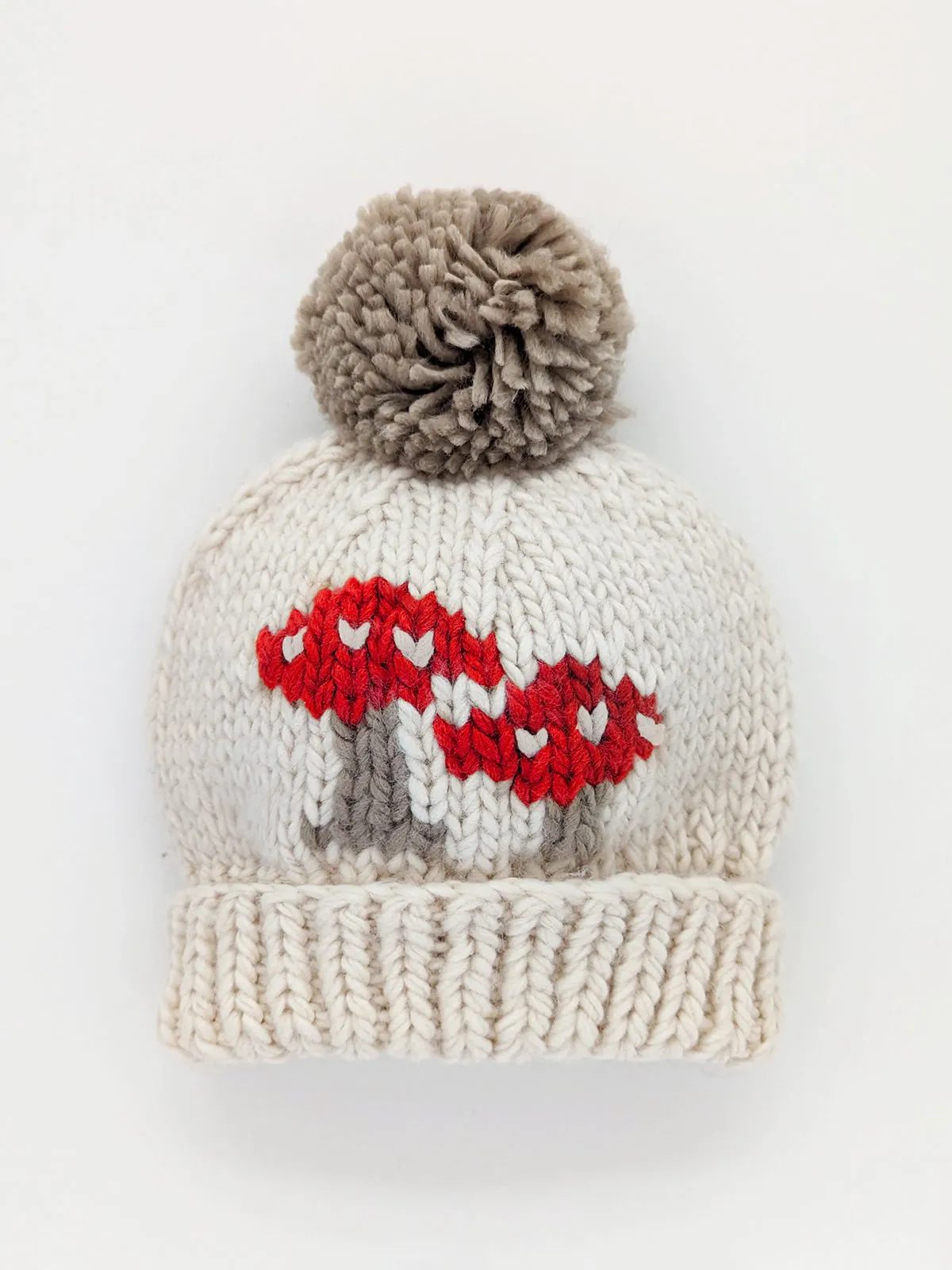 Mushroom Knit Pom Hat, Natural