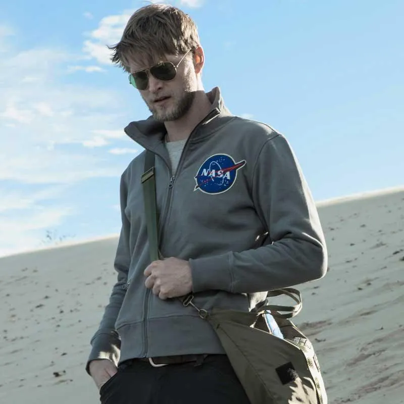 NASA Rocket Scientist Grey Zip Fleece Jacket