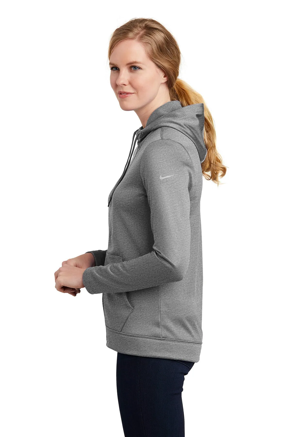 Nike Ladies ThermaFIT Customized Zip Hoodies, Dark Grey Heather