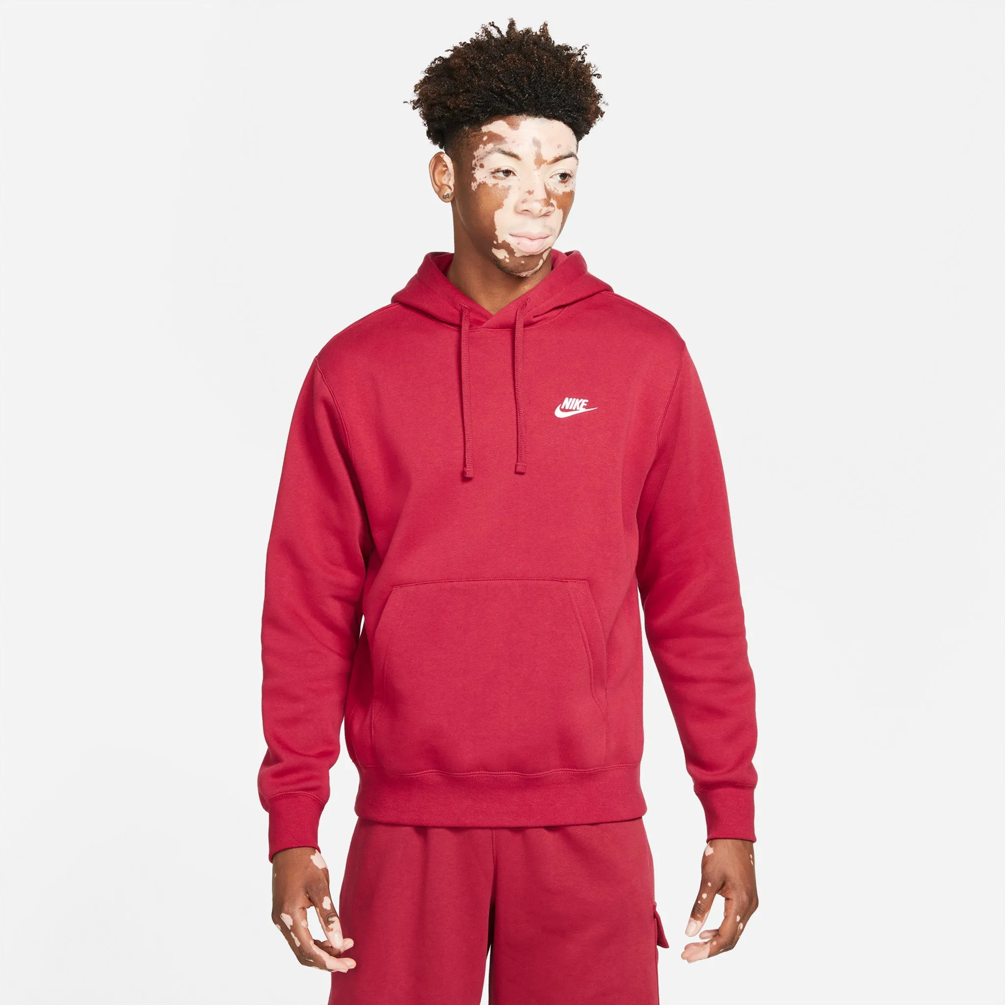 Nike Sportswear Club Fleece Pullover Hoodie Pomegranate / Pomegranate - White