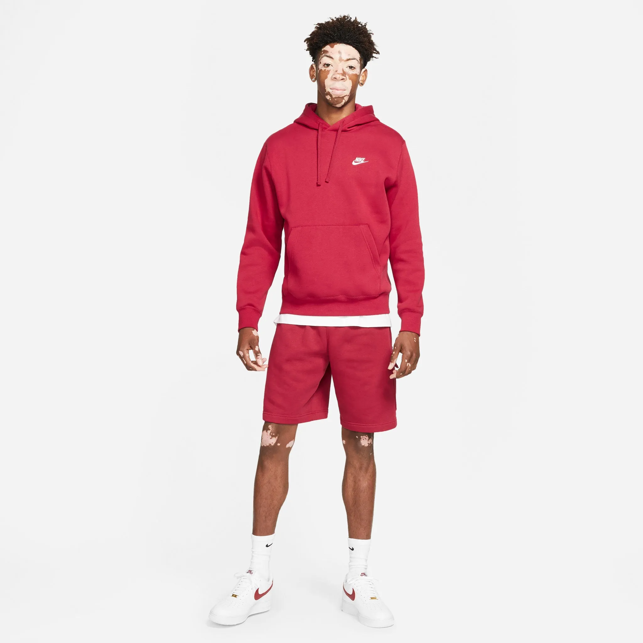 Nike Sportswear Club Fleece Pullover Hoodie Pomegranate / Pomegranate - White