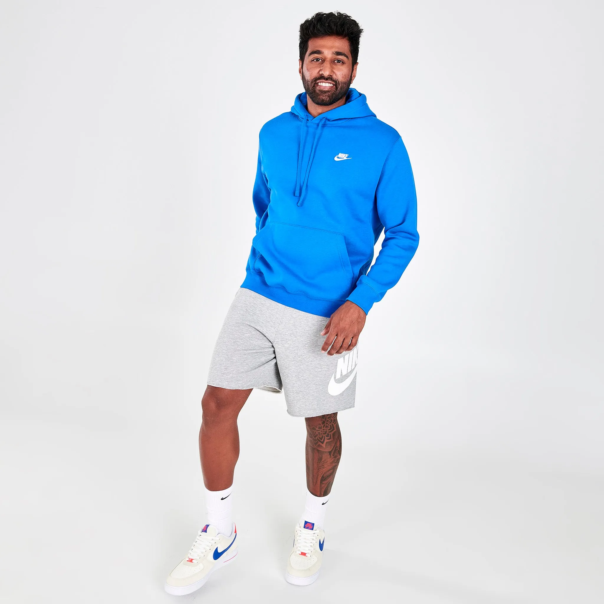 Nike Sportswear Club Fleece Pullover Hoodie Signal Blue / Signal Blue - White