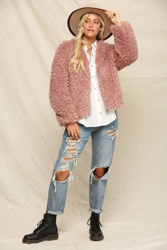 Open Front Fuzzy Jacket