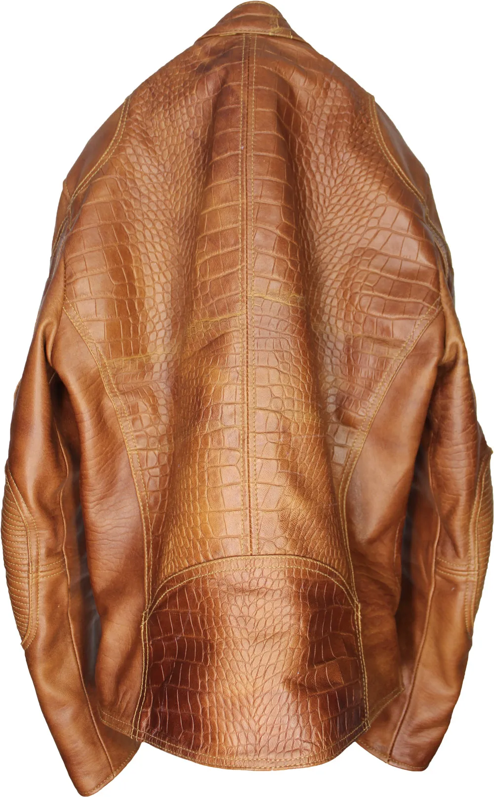 PASADENA Embossed Leather Jacket Amber Reptile Limited -