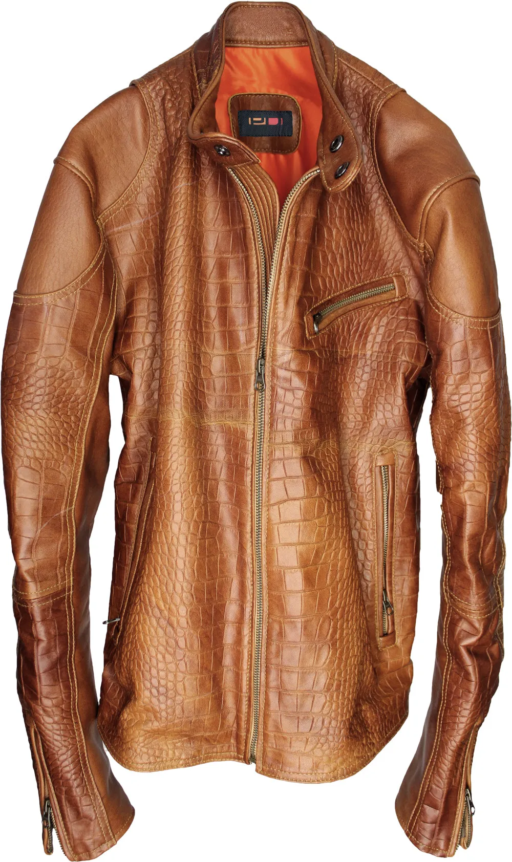 PASADENA Embossed Leather Jacket Amber Reptile Limited -