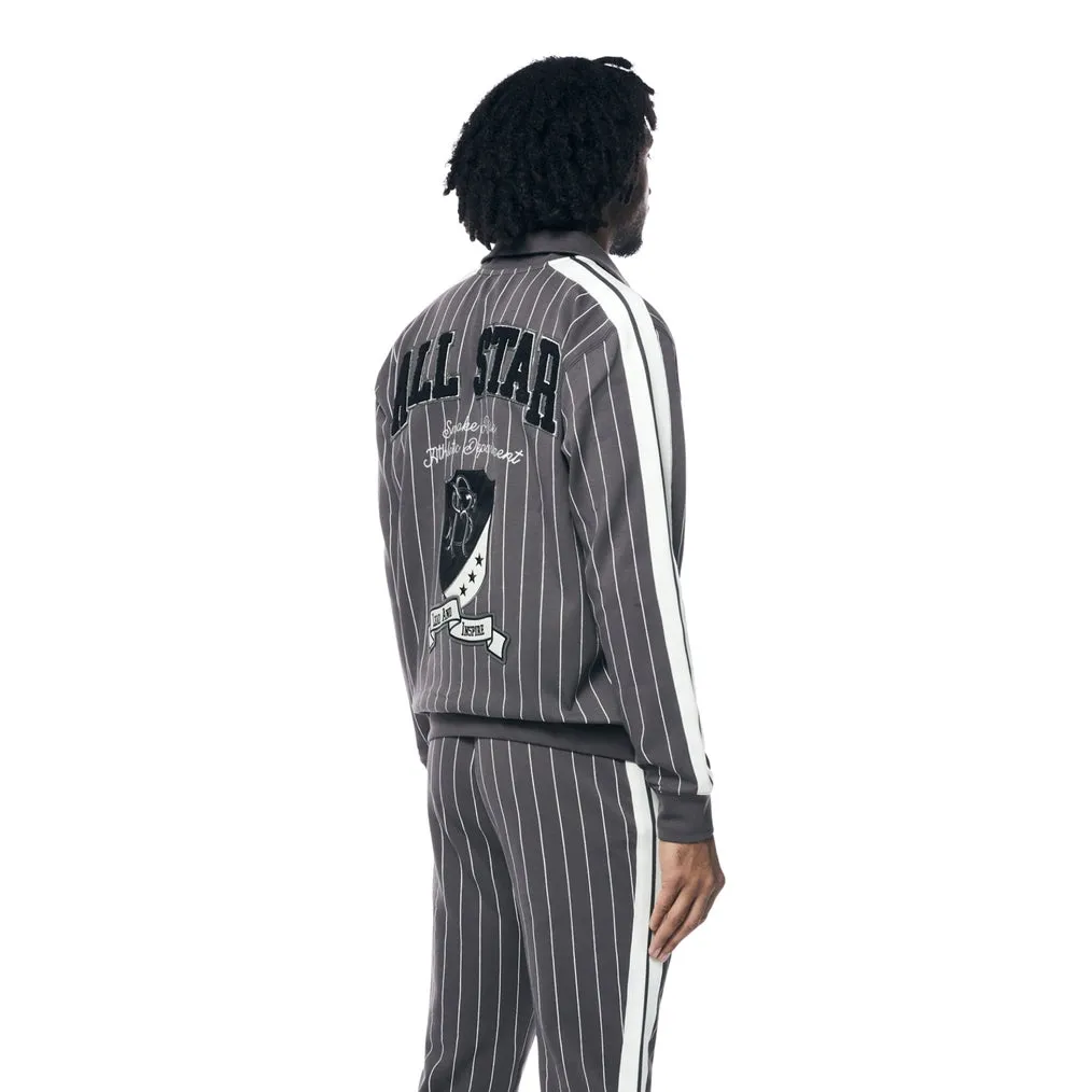 Pin Striped Varsity Track Jacket - Pavement