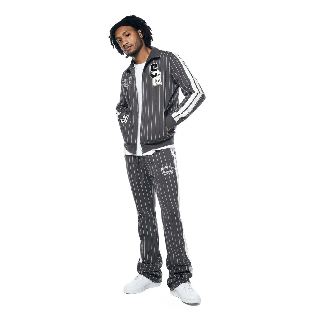 Pin Striped Varsity Track Jacket - Pavement