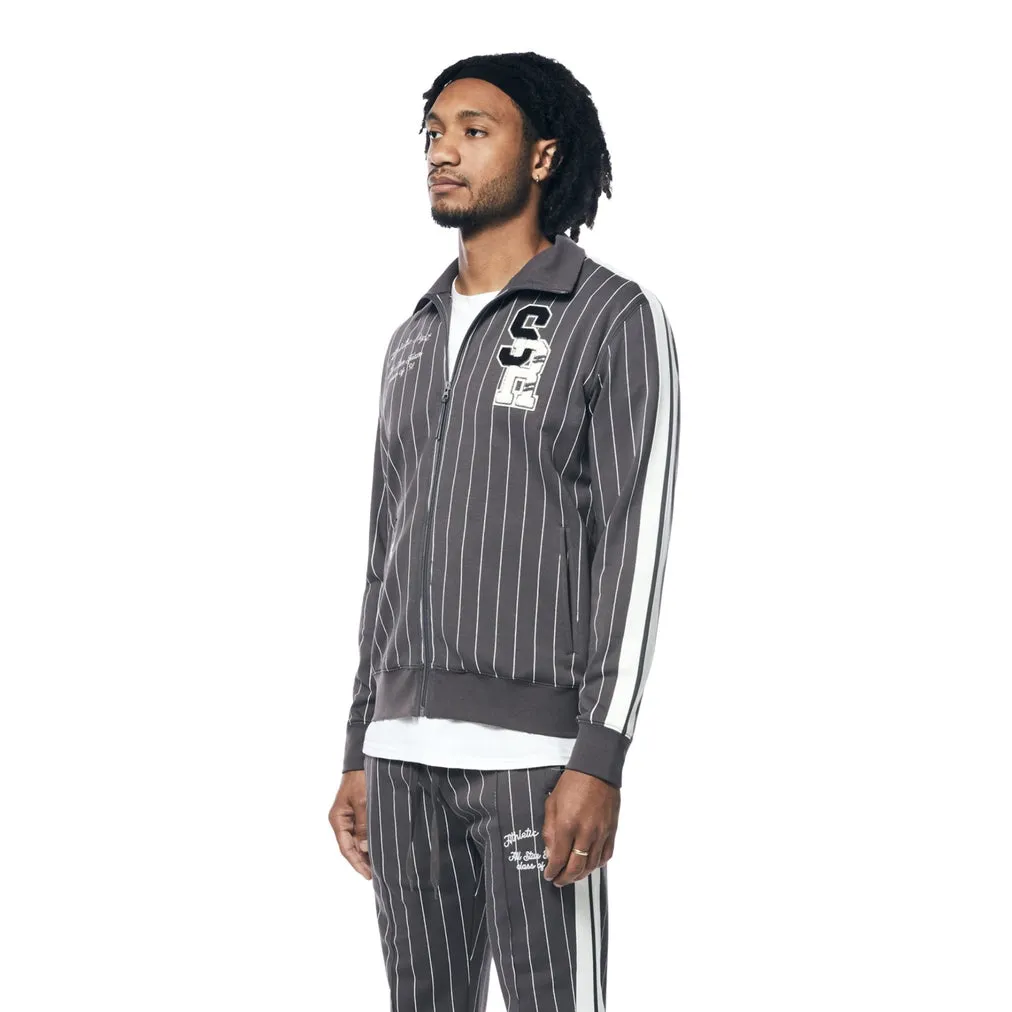 Pin Striped Varsity Track Jacket - Pavement