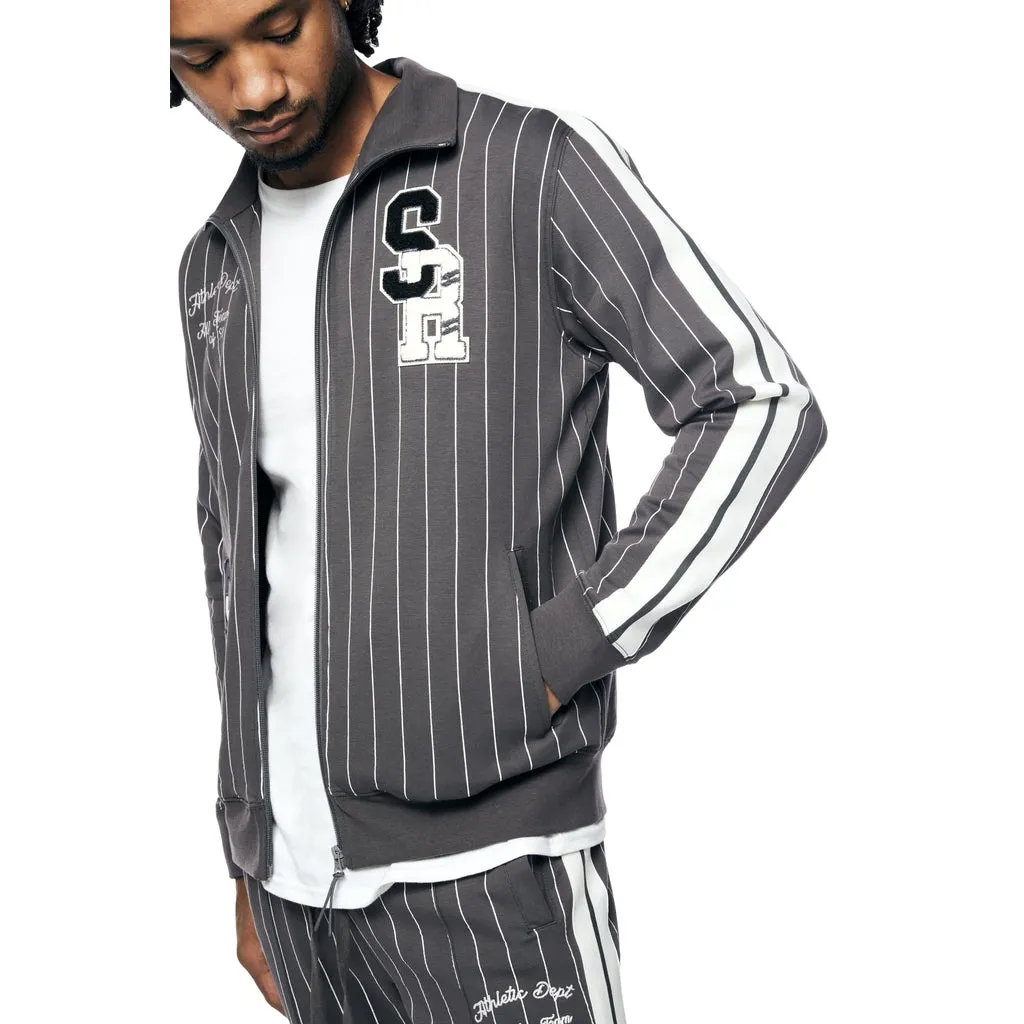 Pin Striped Varsity Track Jacket - Pavement