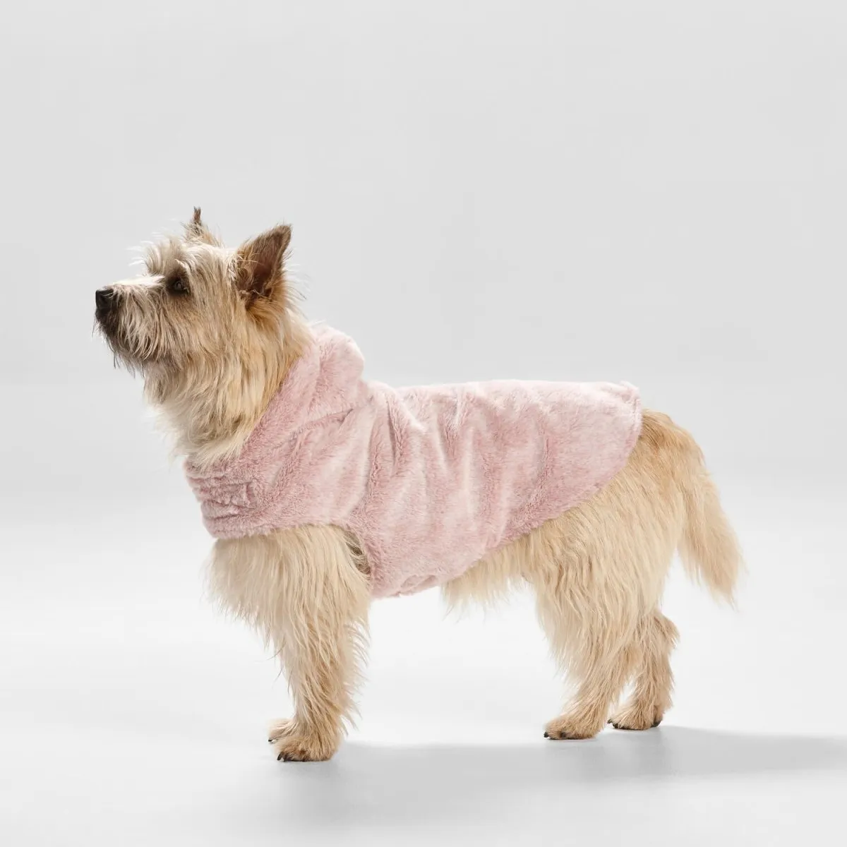 Pink Faux Fur Dog Coat with Hood