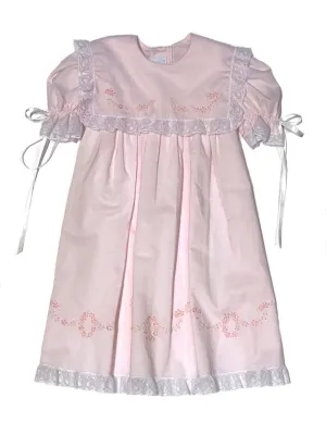 Pink Square Collar Dress w/ Flowers (slip included)