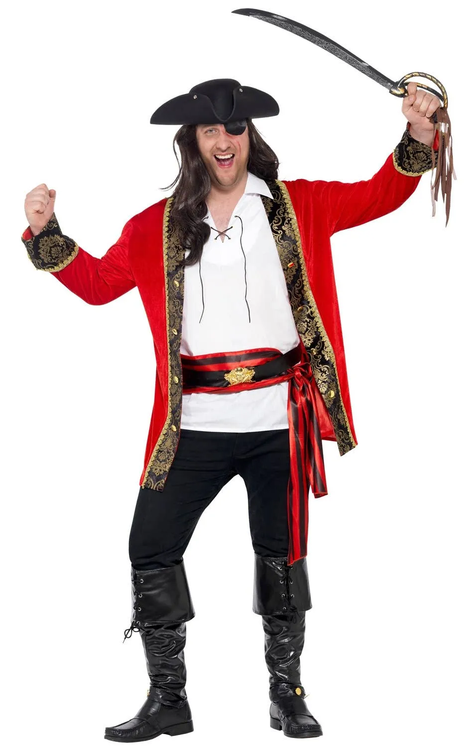 Pirate Captain Mens Plus Size Fancy Dress Costume