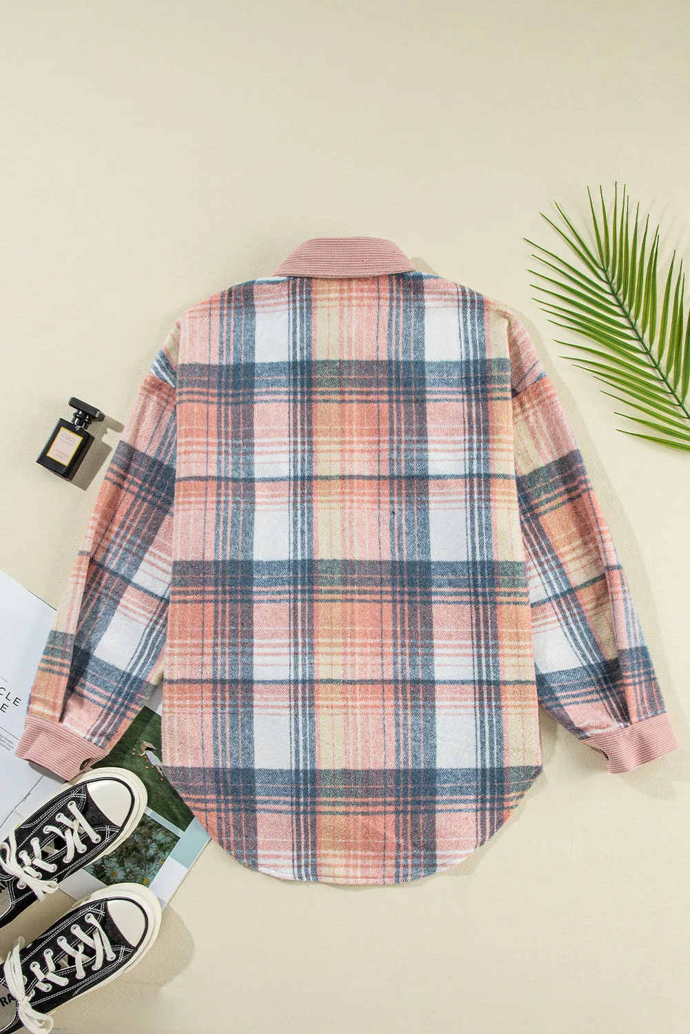 Plaid Corduroy Chest Pocket Shacket