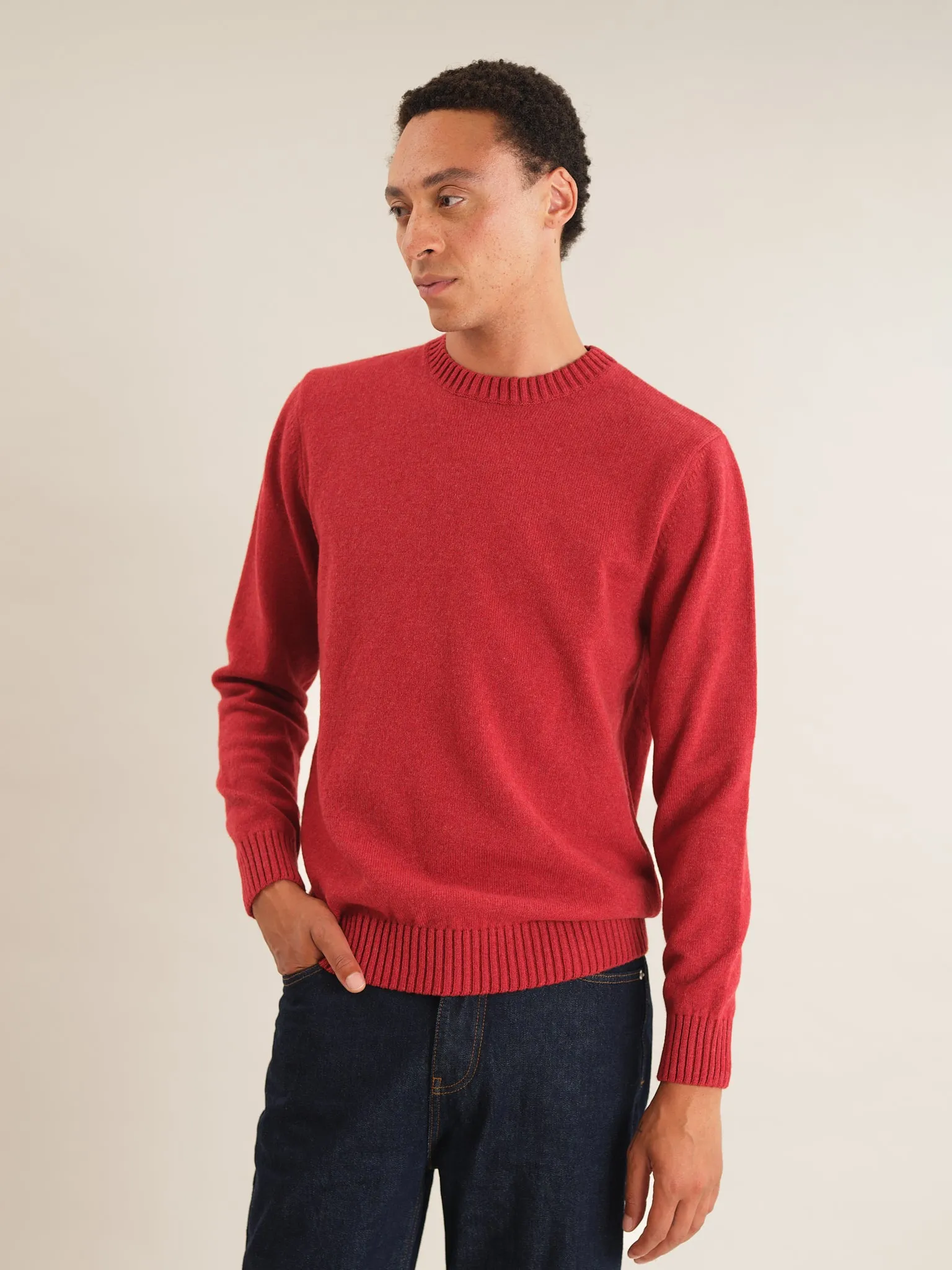 Poppy Red Lambswool Crew Neck Jumper